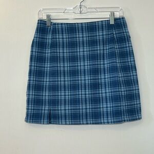 Linjia Shop Blue Plaid Women's Mini Skort